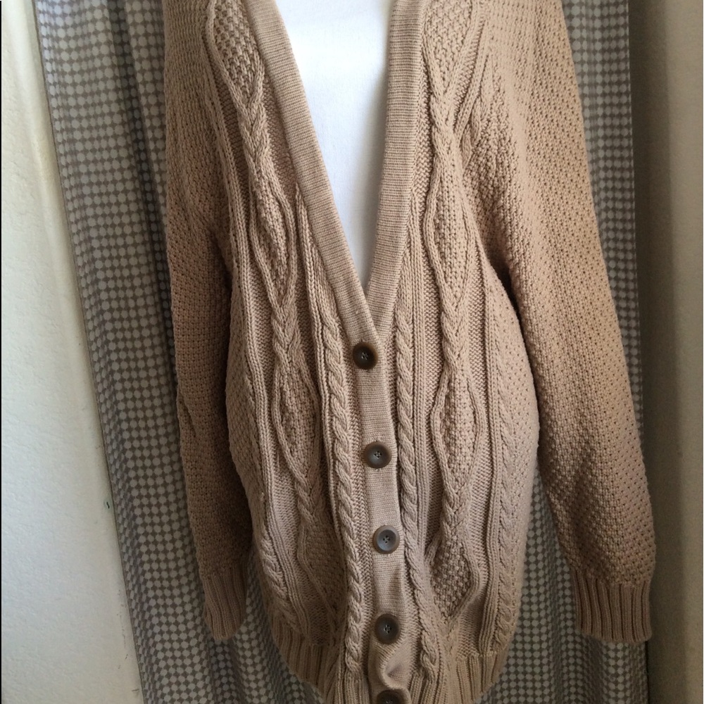 Tan oversized knitted cardigan